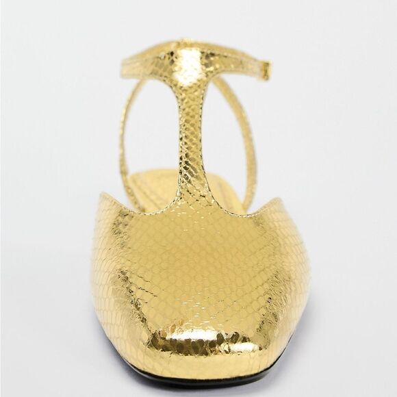 ZARA METALLIC GOLD FLATS - Picture 3 of 8